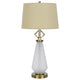 Rizo 32 Inch Table Lamp, Tapered Style Frosted Glass Base, Beige Shade