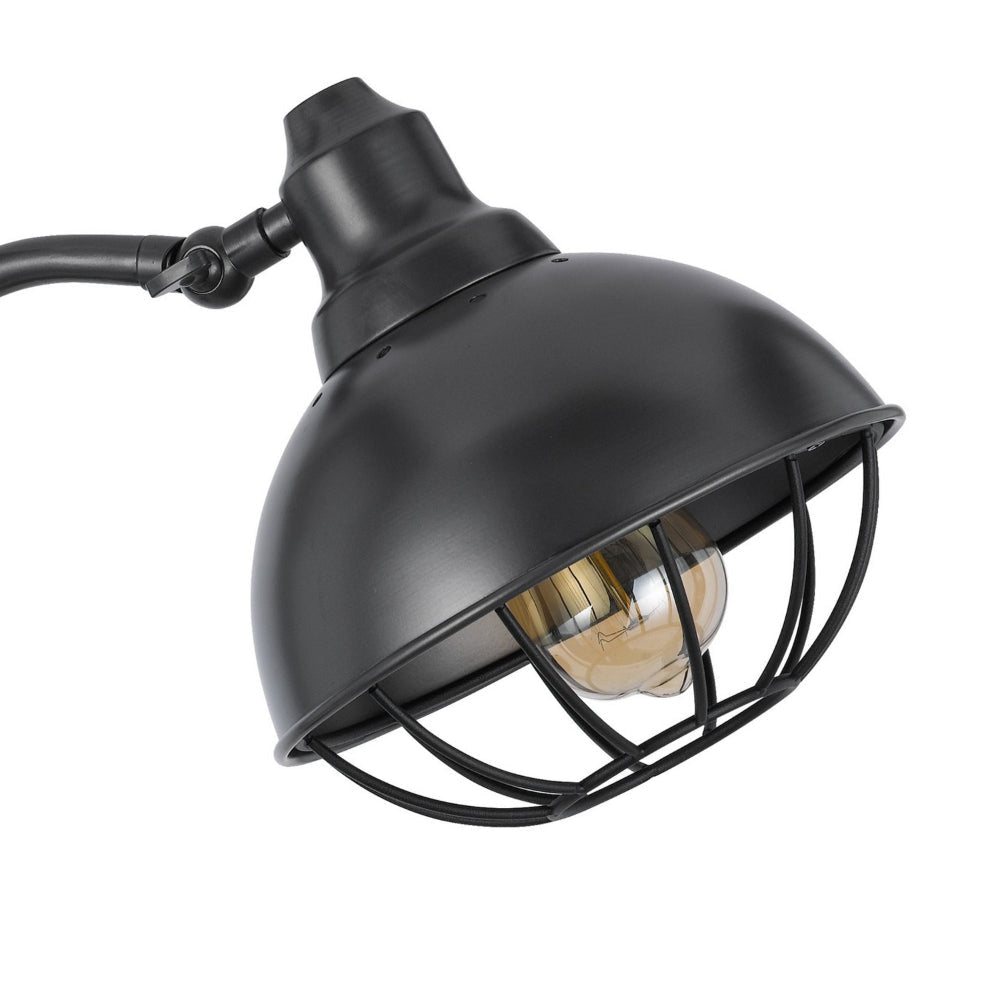 Loga 27 Inch Desk Lamp w Adjustable Cage Style Shade Black Iron BM323961