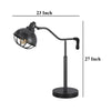 Loga 27 Inch Desk Lamp w Adjustable Cage Style Shade Black Iron BM323961