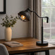 Loga 27 Inch Desk Lamp w Adjustable Cage Style Shade, Black Iron