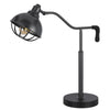 Loga 27 Inch Desk Lamp w Adjustable Cage Style Shade, Black Iron