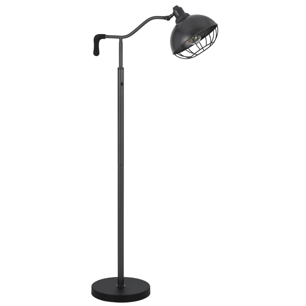 Loga 56 Inch Floor Lamp with Adjustable Cage Style Shade Black Iron BM323962