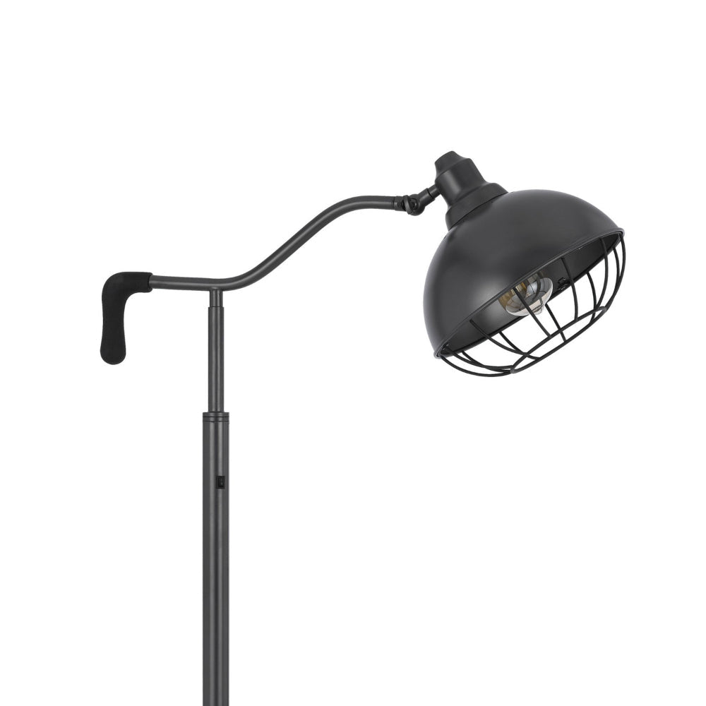Loga 56 Inch Floor Lamp with Adjustable Cage Style Shade Black Iron BM323962