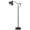 Loga 56 Inch Floor Lamp with Adjustable Cage Style Shade, Black Iron