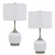 Myra Table Lamp Set of 2, Fluted Accent Glass Base, White Fabric Shade