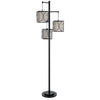 Lany 73 Inch Floor Lamp 3 Hanging Lantern Style Shades Black Iron BM323964