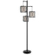 Lany 73 Inch Floor Lamp 3 Hanging Lantern Style Shades Black Iron BM323964