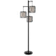 Lany 73 Inch Floor Lamp, 3 Hanging Lantern Style Shades, Black Iron