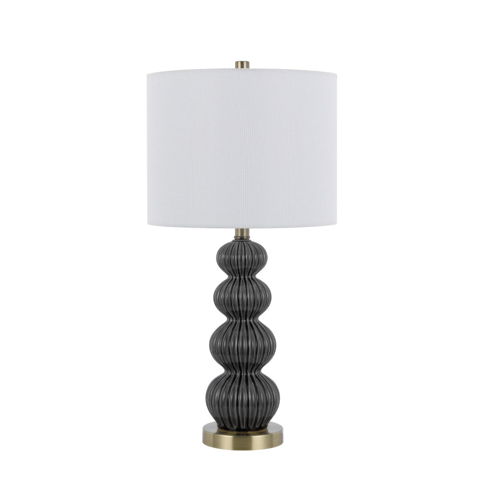 Lomy 26 Inch Table Lamp Set of 2 Stacked Ball Gray Black White Shade BM323965