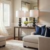 Lomy 26 Inch Table Lamp Set of 2, Stacked Ball Gray Black, White Shade