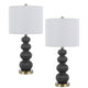 Lomy 26 Inch Table Lamp Set of 2, Stacked Ball Gray Black, White Shade