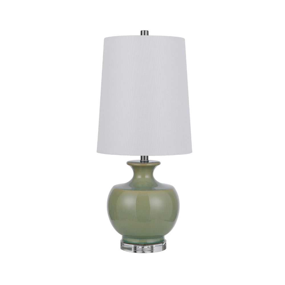 Kela 28 Inch Table Lamp Set of 2 Green Ceramic Pot Base White Shade BM323966