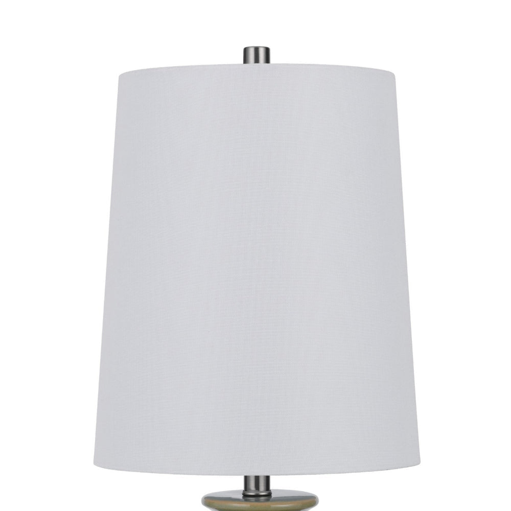 Kela 28 Inch Table Lamp Set of 2 Green Ceramic Pot Base White Shade BM323966