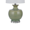 Kela 28 Inch Table Lamp Set of 2 Green Ceramic Pot Base White Shade BM323966