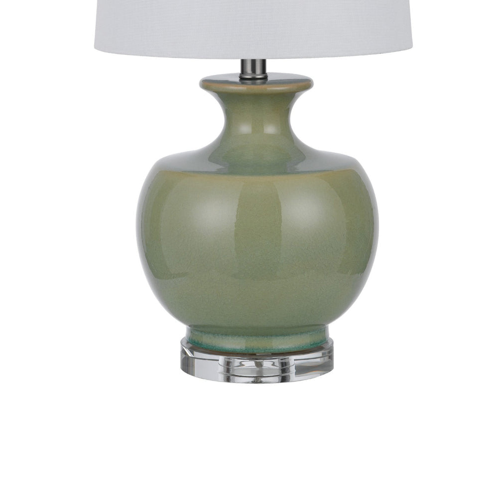 Kela 28 Inch Table Lamp Set of 2 Green Ceramic Pot Base White Shade BM323966