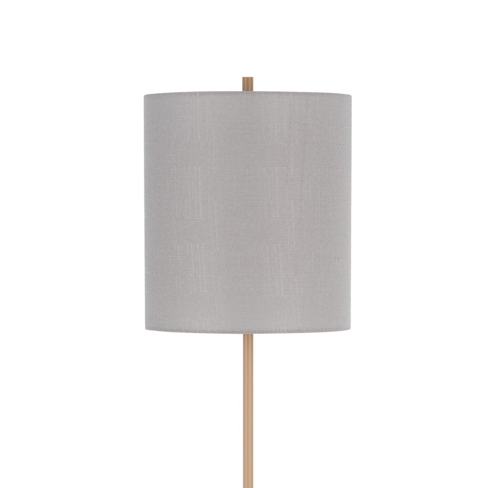 Plue 62 Inch Floor Lamp Brown Pole w Star Wood Base White Shade BM323967