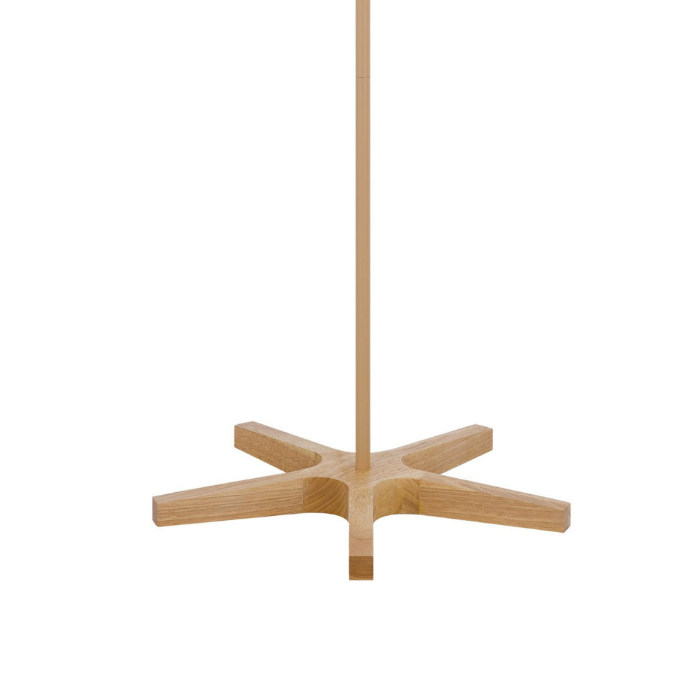 Plue 62 Inch Floor Lamp Brown Pole w Star Wood Base White Shade BM323967