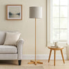 Plue 62 Inch Floor Lamp, Brown Pole w Star Wood Base, White Shade