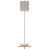 Plue 62 Inch Floor Lamp, Brown Pole w Star Wood Base, White Shade