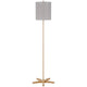 Plue 62 Inch Floor Lamp, Brown Pole w Star Wood Base, White Shade