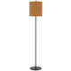 Plue 63 Inch Floor Lamp, Black Pole w Round Base, Cork Drum Shade
