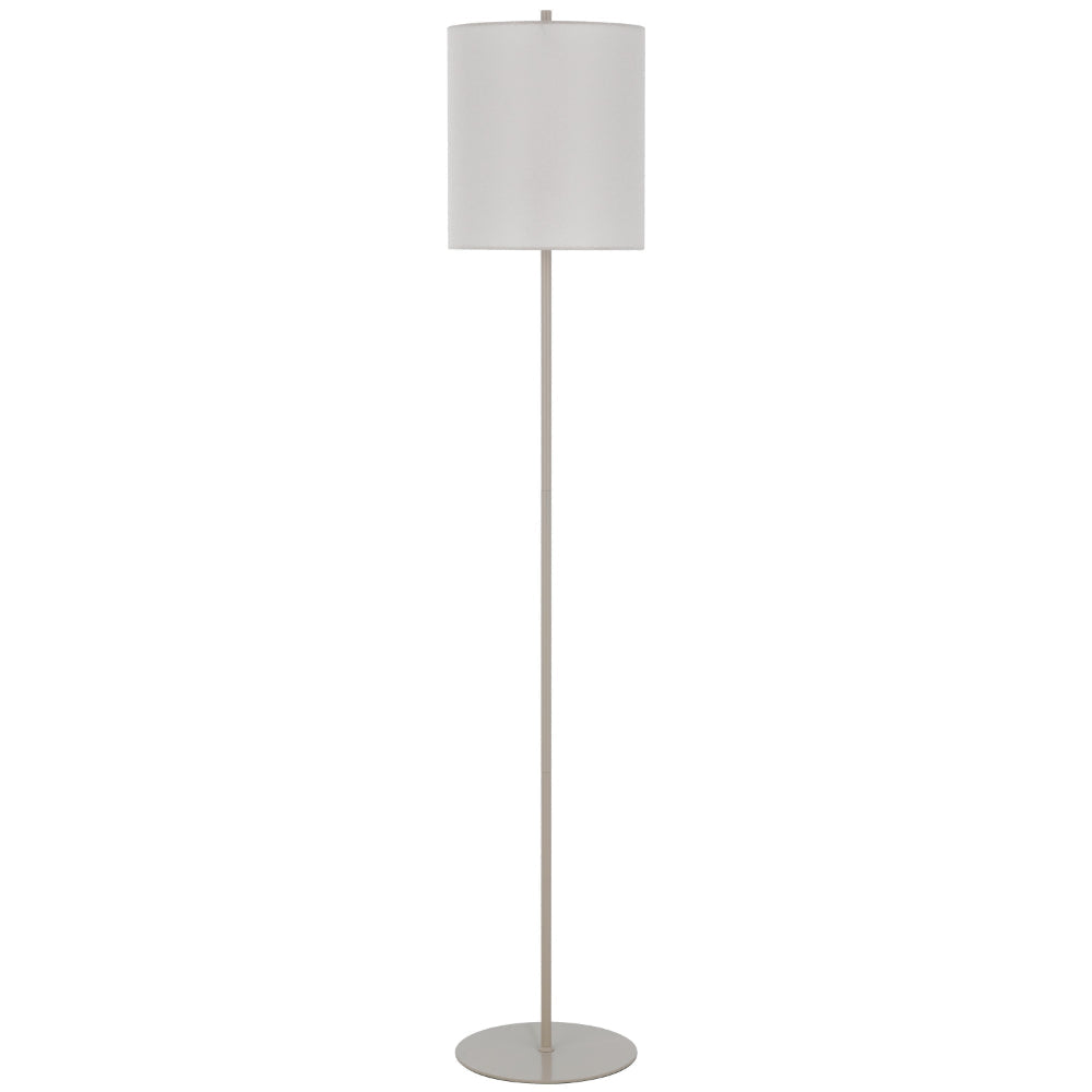 Plue 63 Inch Floor Lamp, Chrome Pole Round Base, Off White Drum Shade