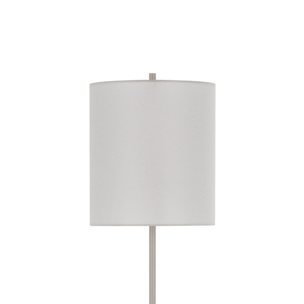 Plue 63 Inch Floor Lamp Chrome Pole Round Base Off White Drum Shade BM323969