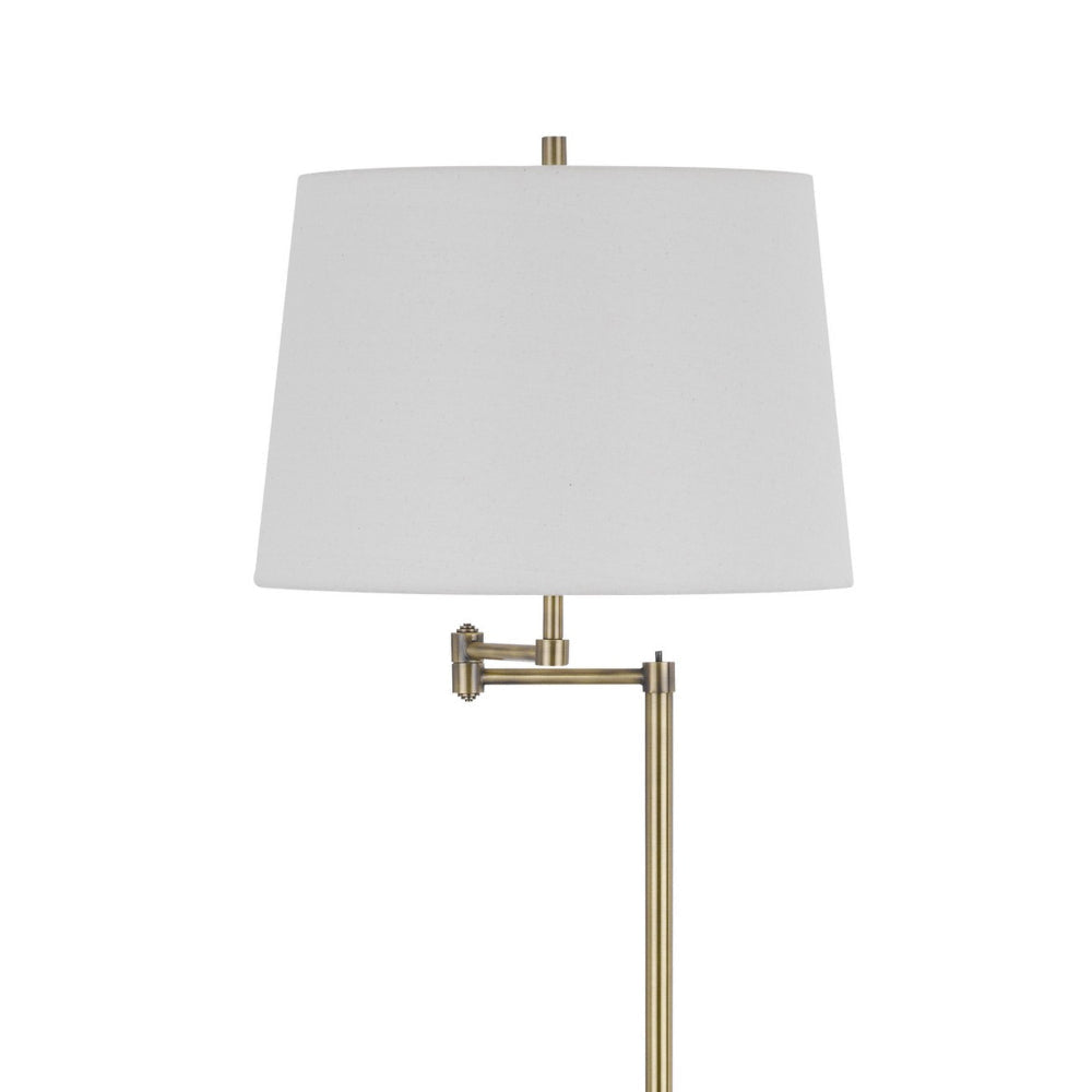 Tomi 63 Inch Floor Lamp Double Swing Arm Brass Metal White Shade BM323970