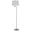 Tomi 63 Inch Floor Lamp Double Swing Arm Brushed Steel White Shade BM323971