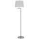 Tomi 63 Inch Floor Lamp Double Swing Arm Brushed Steel White Shade BM323971