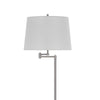Tomi 63 Inch Floor Lamp Double Swing Arm Brushed Steel White Shade BM323971