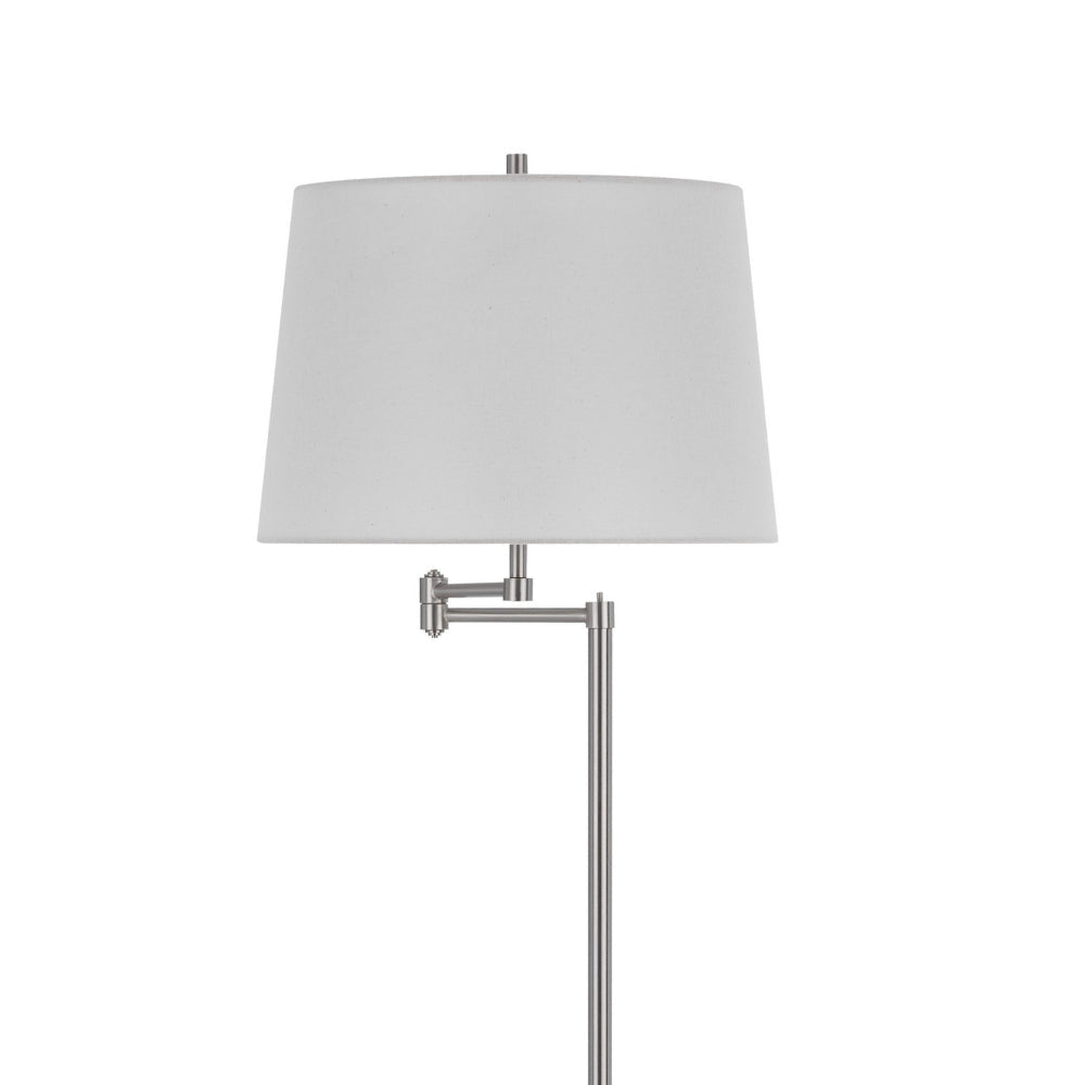 Tomi 63 Inch Floor Lamp Double Swing Arm Brushed Steel White Shade BM323971
