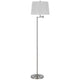 Tomi 63 Inch Floor Lamp, Double Swing Arm, Brushed Steel, White Shade