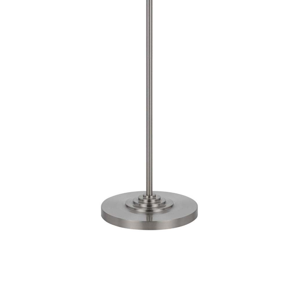 Tomi 63 Inch Floor Lamp Double Swing Arm Brushed Steel White Shade BM323971