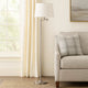 Tomi 63 Inch Floor Lamp, Double Swing Arm, Brushed Steel, White Shade