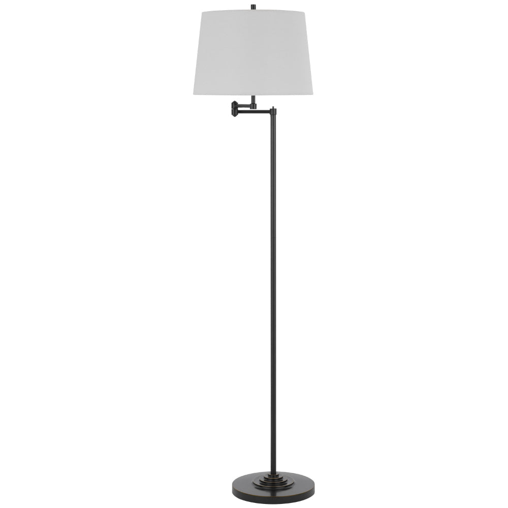Tomi 63 Inch Floor Lamp Double Swing Arm Bronze Metal White Shade BM323972