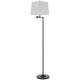 Tomi 63 Inch Floor Lamp Double Swing Arm Bronze Metal White Shade BM323972