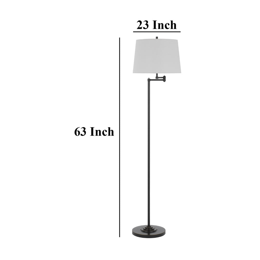 Tomi 63 Inch Floor Lamp Double Swing Arm Bronze Metal White Shade BM323972