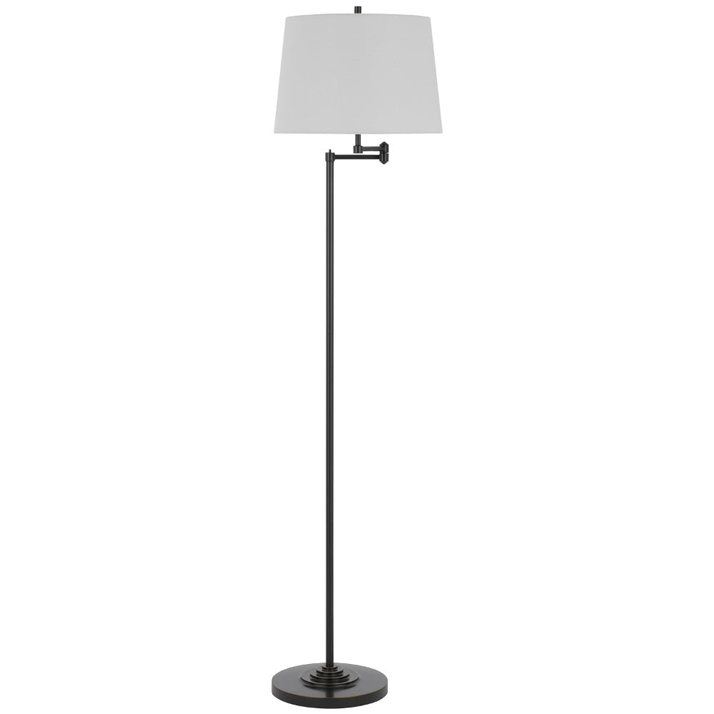 Tomi 63 Inch Floor Lamp, Double Swing Arm, Bronze Metal, White Shade