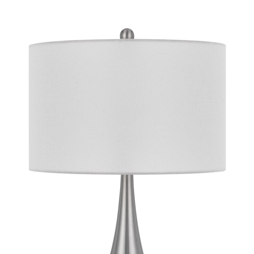 Ege Table Lamp Set of 2 Teardrop Brushed Steel Base White Shade BM323973