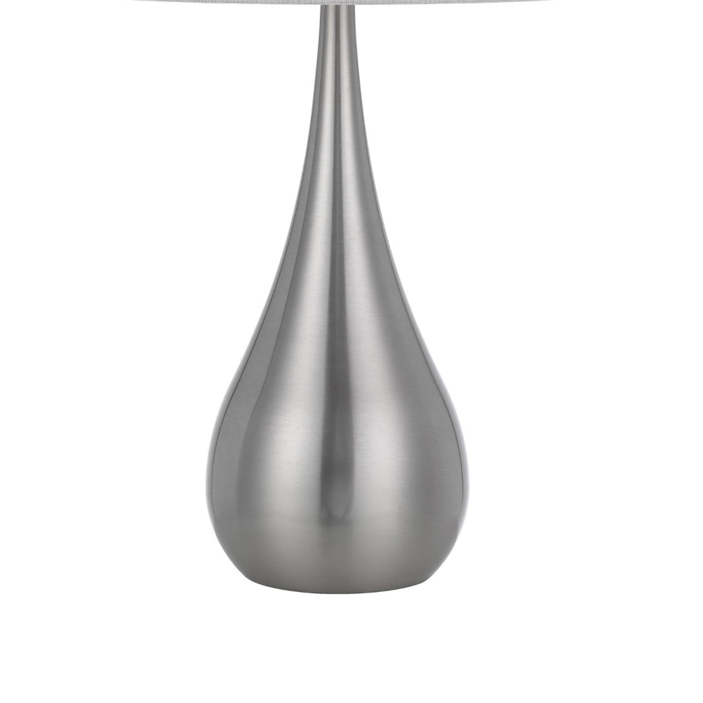 Ege Table Lamp Set of 2 Teardrop Brushed Steel Base White Shade BM323973