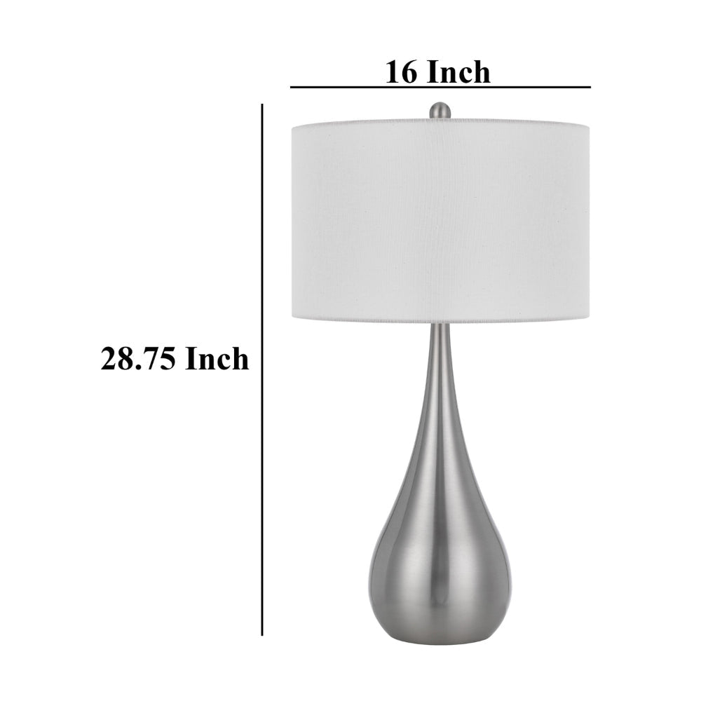 Ege Table Lamp Set of 2 Teardrop Brushed Steel Base White Shade BM323973