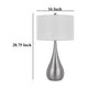 Ege Table Lamp Set of 2 Teardrop Brushed Steel Base White Shade BM323973