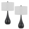 Ege Table Lamp Set of 2, Teardrop Bronze Metal Base, White Shade