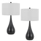 Ege Table Lamp Set of 2, Teardrop Bronze Metal Base, White Shade