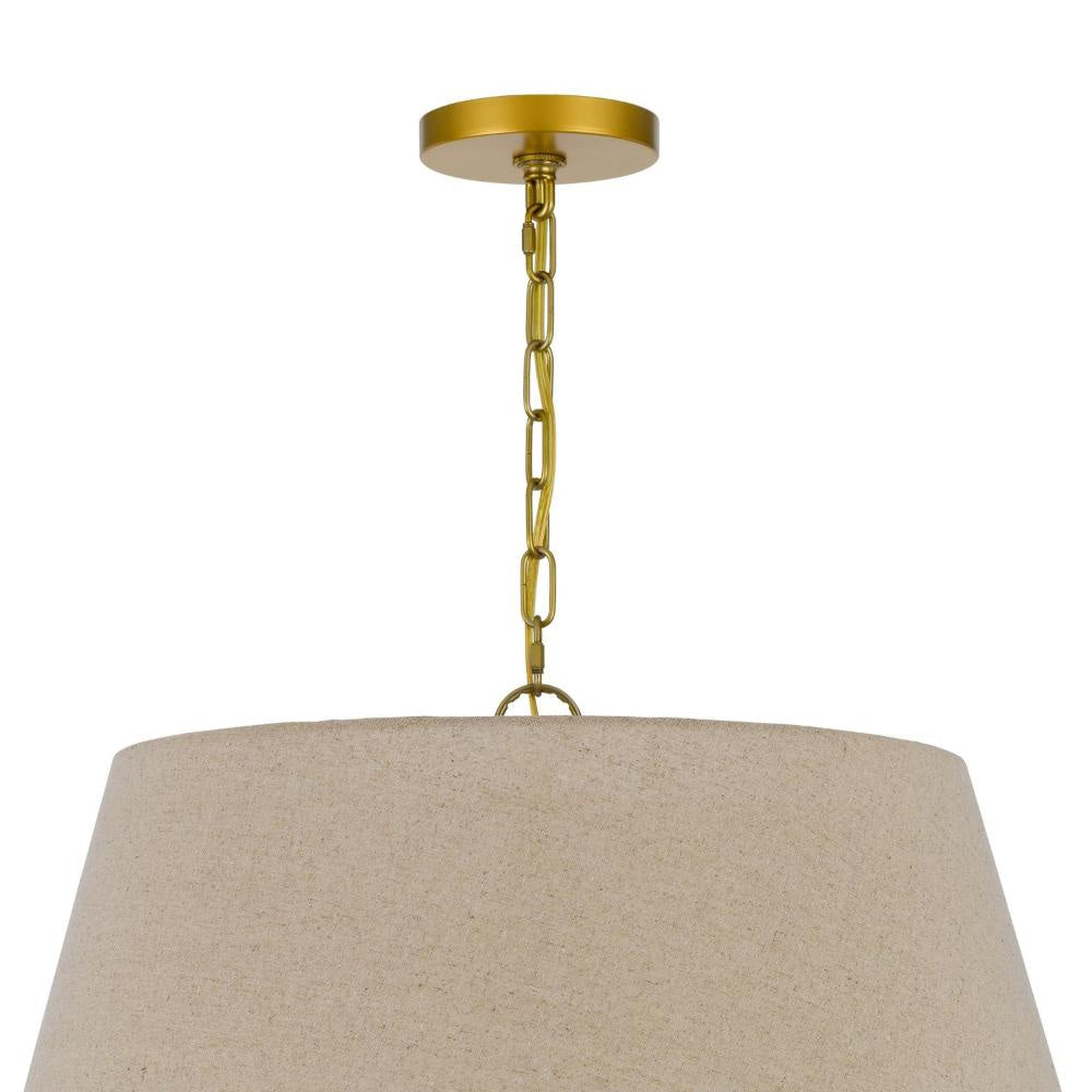 Pomy 24 Inch Chandelier Hardback Burlap Shade Gold Black Metal BM323975