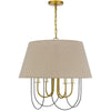 Pomy 24 Inch Chandelier, Hardback Burlap Shade, Gold Black Metal