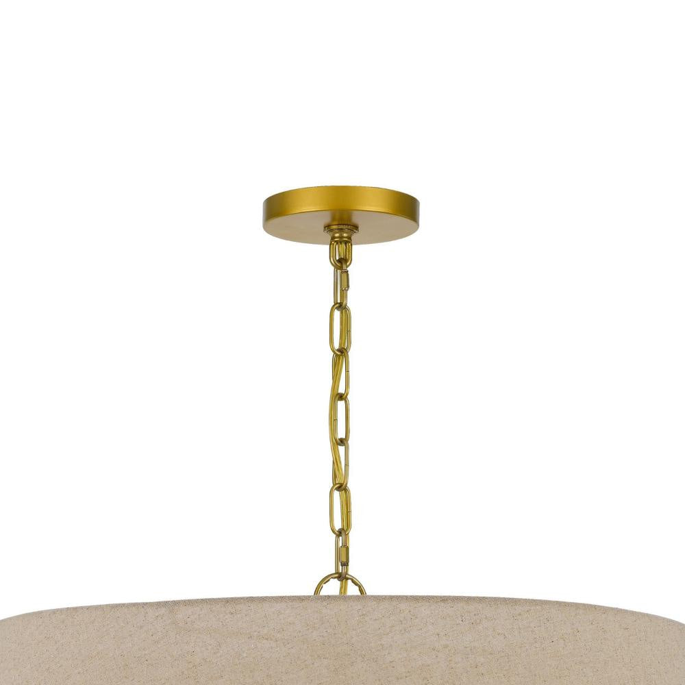 Pomy 28 Inch Chandelier Hardback Burlap Shade Gold Black Metal BM323976