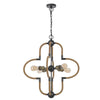 Gemo 25 Inch Chandelier Crossed Clover Design Brass Black Metal BM323977