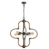 Gemo 25 Inch Chandelier, Crossed Clover Design, Brass Black Metal